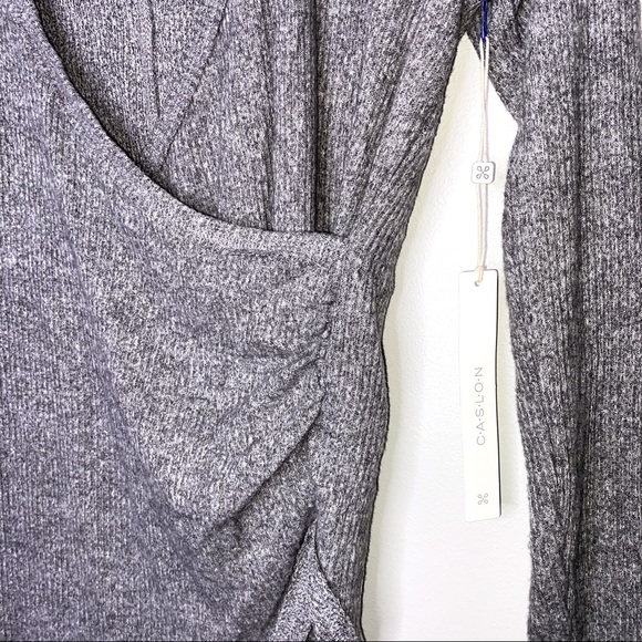 NWT Caslon Ribbed Wrap Inside Out Top Grey Small - Picture 2 of 3